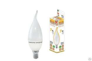 Лампа светодиодная WFС37-7 Вт-230 В -4000 К–E14 свеча на ветру Народная 