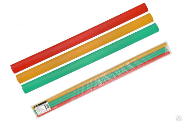 Трубки термоусаживаемые, набор 3 цвета по 3 шт. ТТкНГ 3:1 -9,5/3,0 TDM