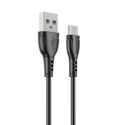 USB кабель для зарядки micro USB 1м, 2,4A силиконовый, черный BX51 "Borofone" 2