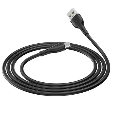 USB кабель для зарядки micro USB 1м, 2,4A силиконовый, черный BX51 "Borofone" 3