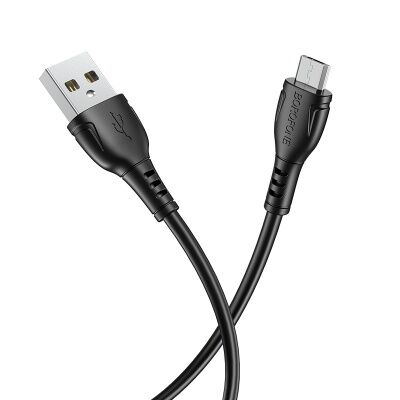 USB кабель для зарядки micro USB 1м, 2,4A силиконовый, черный BX51 "Borofone" 4