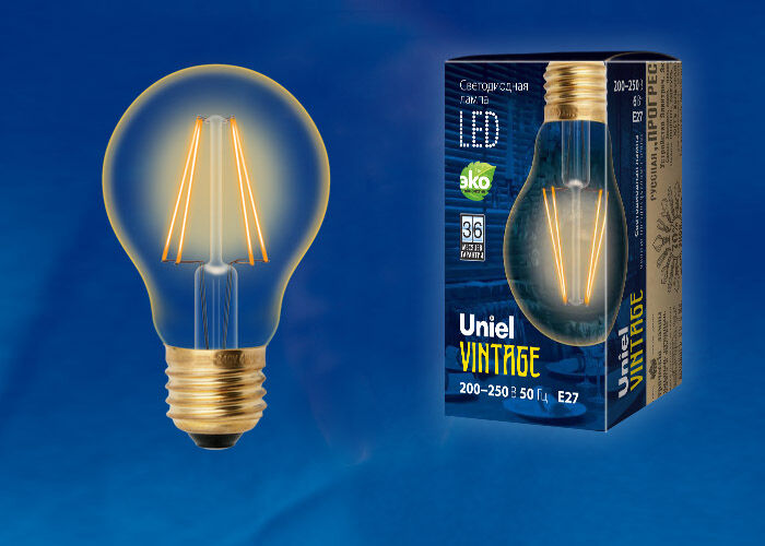 Лампа VINTAGE LED-A60-6W/GOLDEN/E27 GLV21GO Uniel UL-00002355