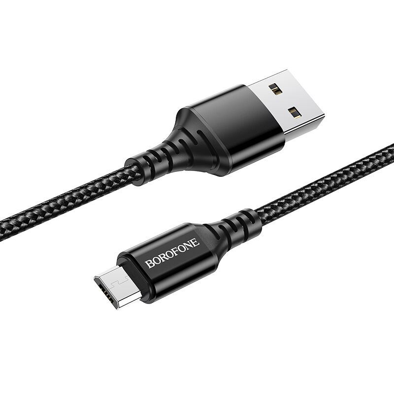 USB кабель для зарядки micro USB 1м, 2,4A тканевый, черный BX54 "Borofone" 2