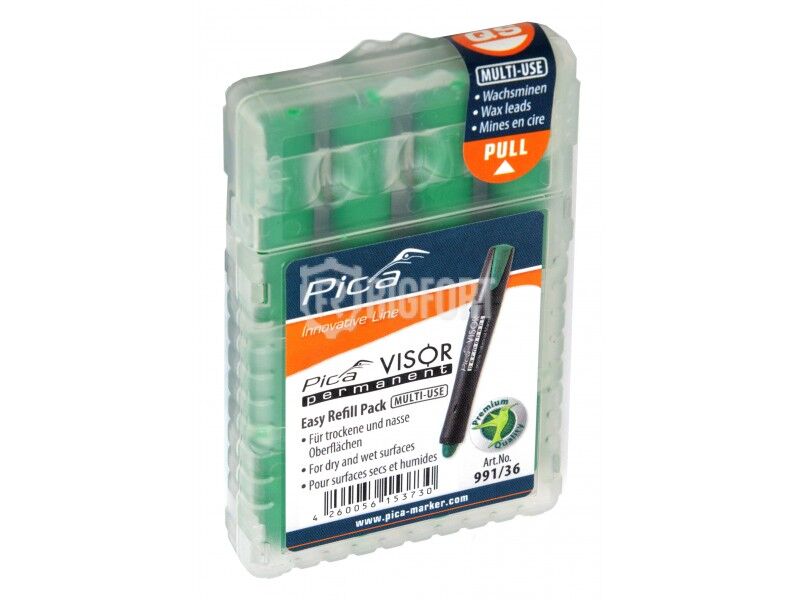 Грифели сменные для маркера Pica Visor Permanent, зелёные, 4 шт.