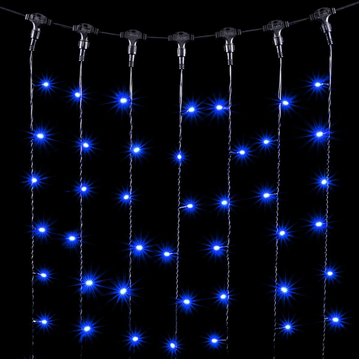 01-025 Гирлянда Занавес 1 x 6 м Синий, 600 LED, Провод Черный ПВХ, IP54
