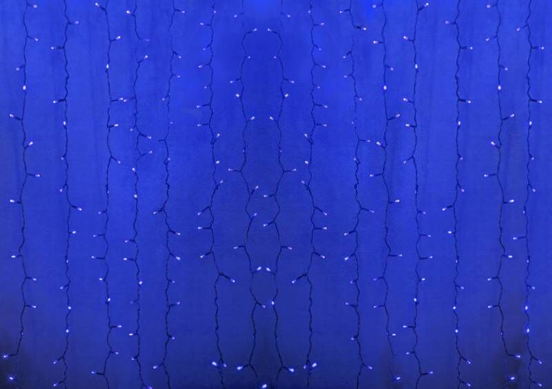 Гирлянда "Светодиодный Дождь" 2x0,8м, прозрачный провод, 230 В, диоды Синие, 160 LED