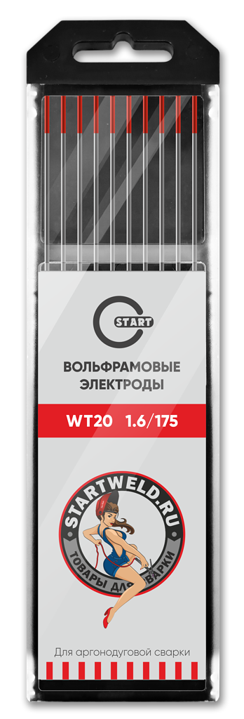 Вольфрамовый электрод WT 20 1.6х175 (красный) WT2016175