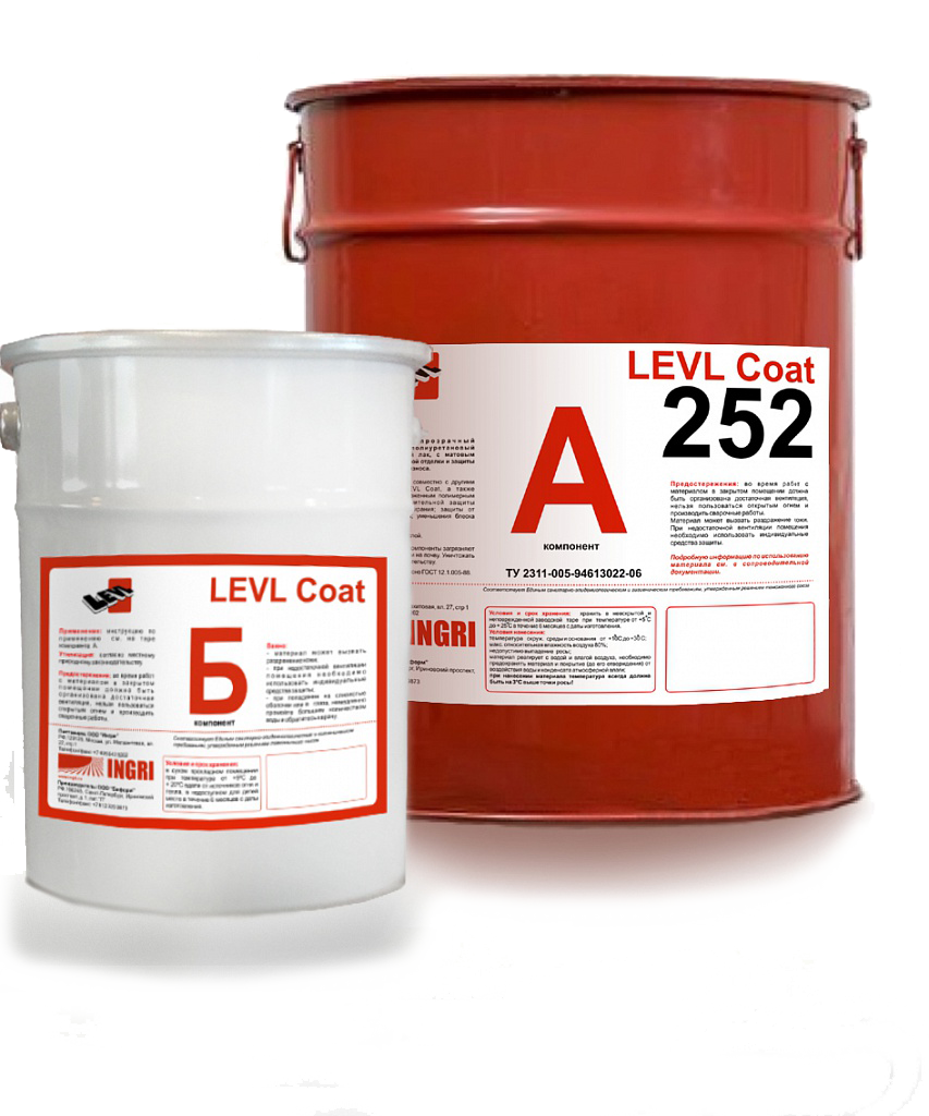 Лак Cветостойкий защитный с матовым эффектом Levl Coat 252 для декоративной отделки и защиты полимерных покрытий