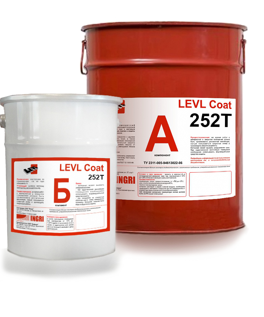 Полиуретановый светостойкий защитный лак с глянцевым эффектом и защиты полимерных покрытий от износа Levl Coat 252Т