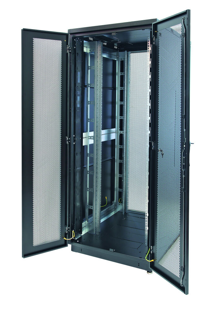 Перфорированная двустворчатая дверь 42U, 800 мм, серия S3000, черная Eurolan 60b-42-85-31bl