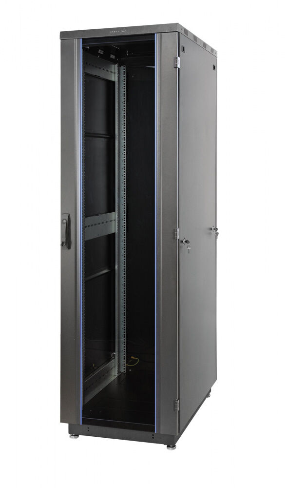 Дверь серия S3000, 42U, ширина 600 мм, стеклянная одностворчатая , черный Eurolan 60b-42-61-31bl