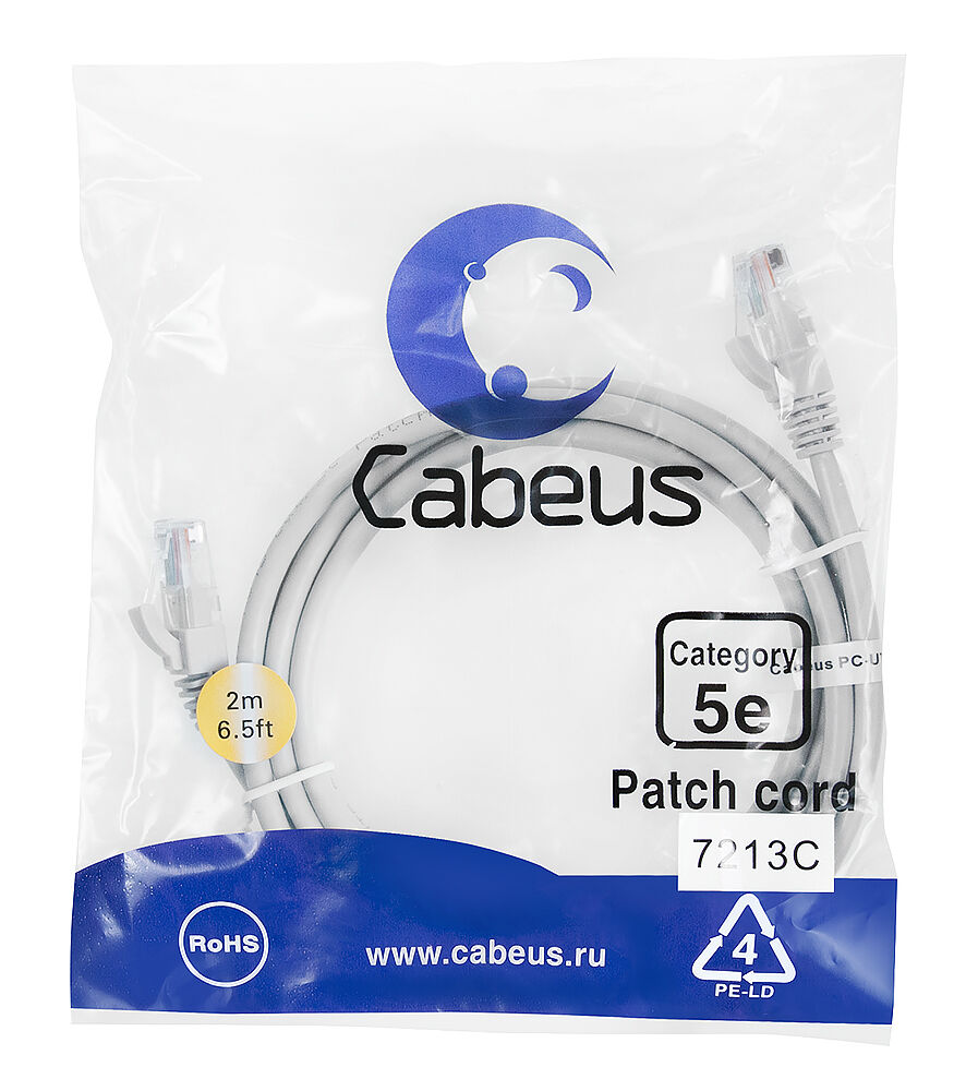 Патч-корд Cabeus PC-UTP-RJ45-Cat.5e-2m