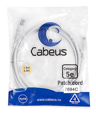 Патч-корд Cabeus PC-UTP-RJ45-Cat.5e-1.5m-WH