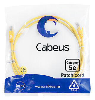 Патч-корд Cabeus PC-UTP-RJ45-Cat.5e-1.5m-YL-LSZH