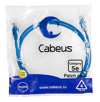 Патч-корд Cabeus PC-UTP-RJ45-Cat.5e-1.5m-BL-LSZH