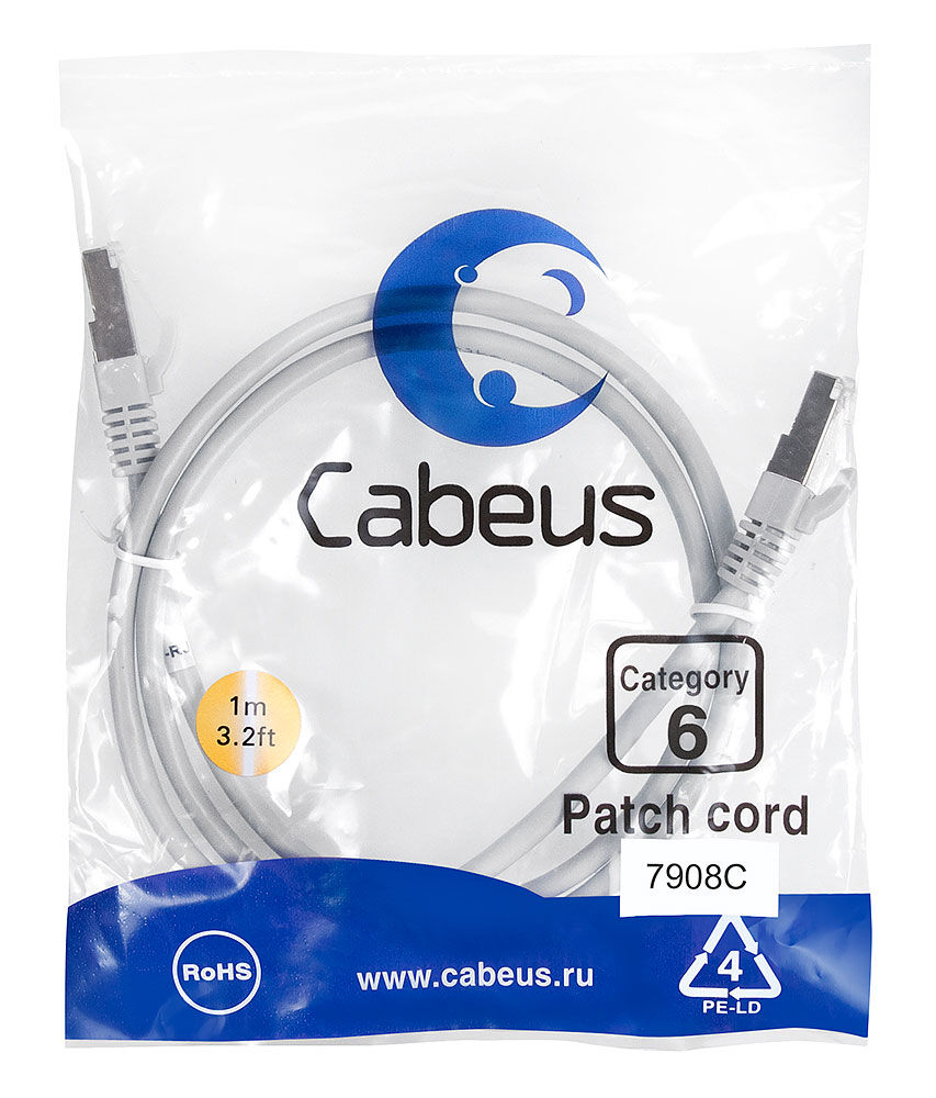 Патч-корд Cabeus PC-FTP-RJ45-Cat.6-1m-LSZH