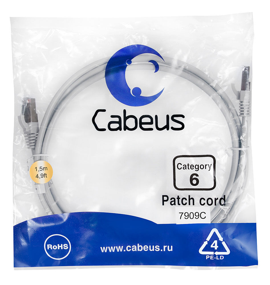Патч-корд Cabeus PC-FTP-RJ45-Cat.6-1.5m-LSZH
