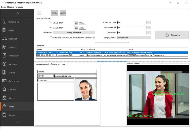 Программное обеспечение для систем контроля доступа Sigur Пакетная лицензия