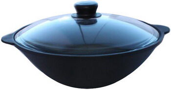 Вок (WOK) Камская посуда вок28 WOK 2 7л чугунный со стеклянной крышкой
