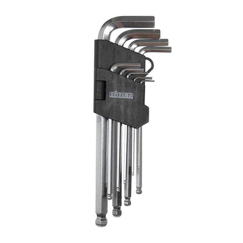 Набор имбусовых ключей с шариком Biber 90505 CrV, 1.5-10 мм 9 шт.