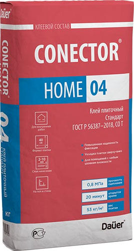 Conector Home 04 Зима, 40 кг, Клей плиточный Стандарт C0 T, Dauer, мешок