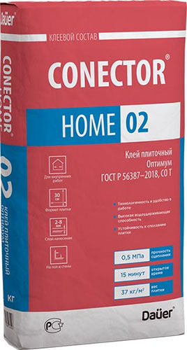 Conector Home 02 Зима, 25 кг, Клей плиточный Оптимум C0 T, Dauer, мешок