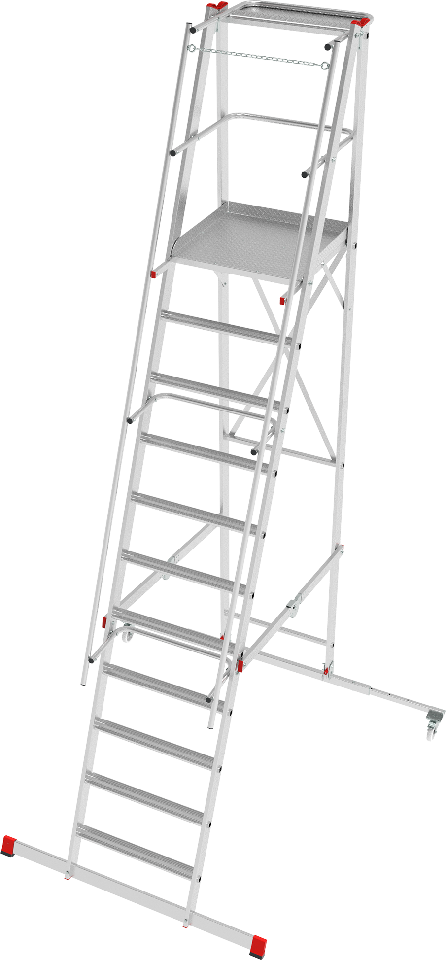 Лестница-стремянка передвижная складная с платформой профессиональная Новая Высота NV5540, 1х11 ступеней (5540111)