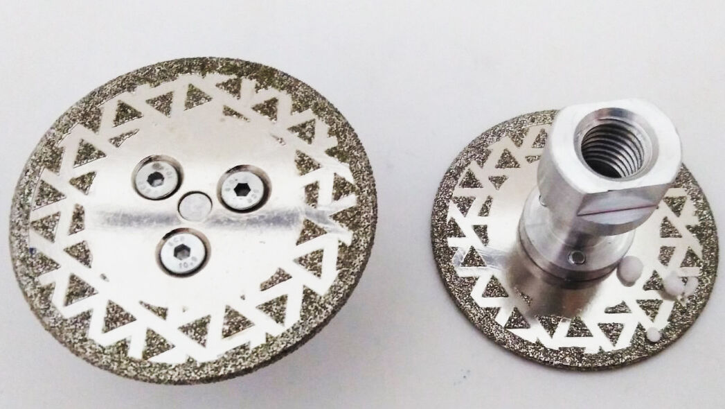 Алмазный диск гальванический ф60 с фланцем м14 по мрамору двусторонний