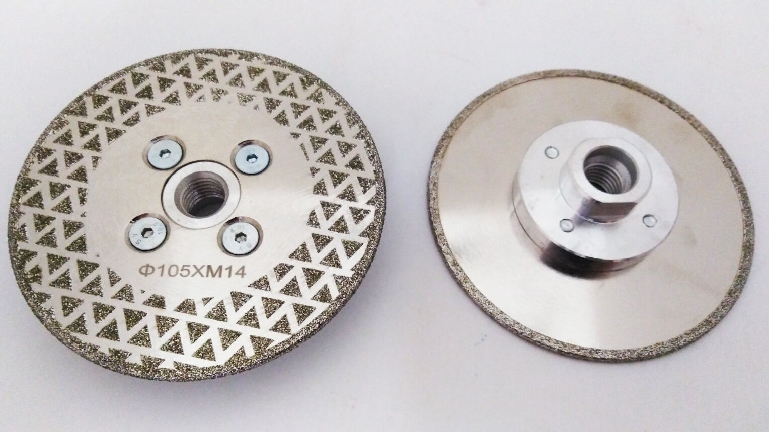 Алмазный диск гальванический ф 105 с фланцем по мрамору односторонний