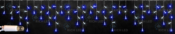 Бахрома 3*0,5 м, 220 В, пост. свечение, резиновая, IP 65, герм. колпачок, цвет: синий + белый, прово