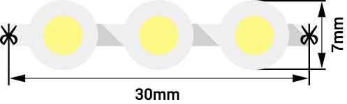 Лента светодиодная DIP 5мм, 96 LED/м, 7,7 Вт/м, 12В , IP68, Цвет: Теплый белый, 970мм, 00000001112