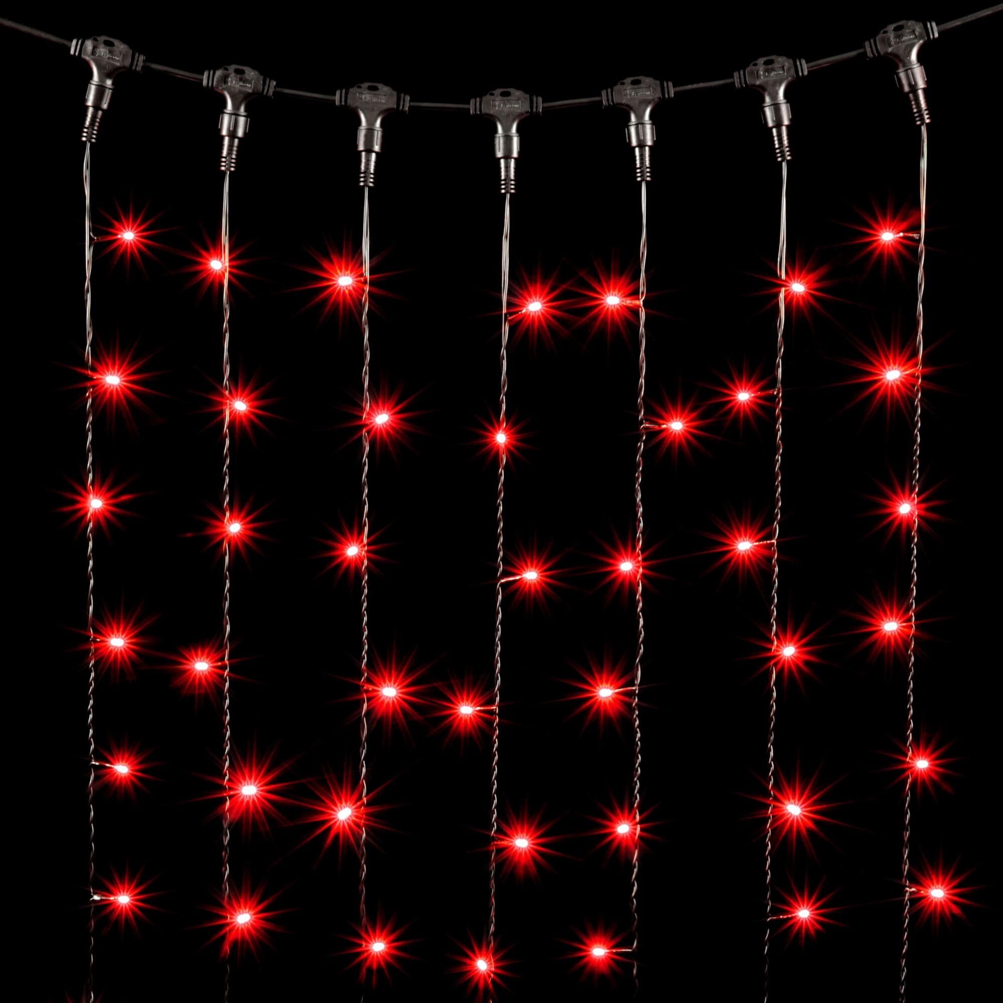 01-035 Гирлянда Занавес 2 x 2 м Красный, 400 LED, Провод Черный ПВХ, IP54
