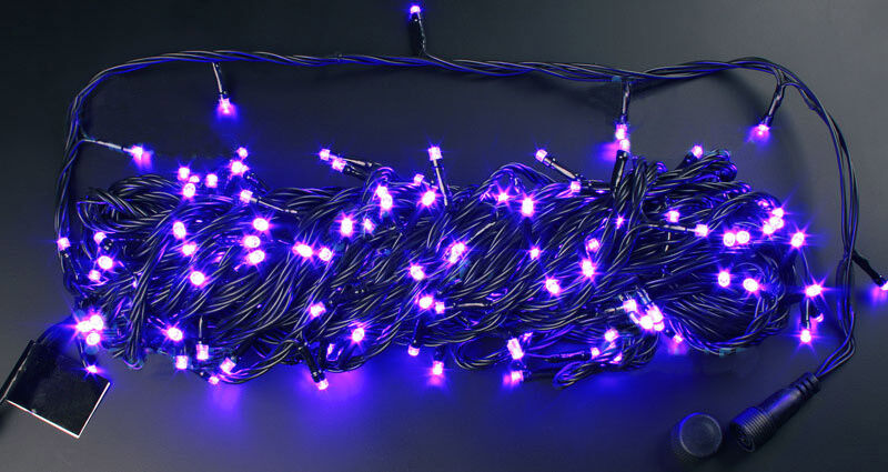 Светодиодные гирлянды Нить 10 метров, 24 В, мерцание, цвет: фиолет, провод: черный