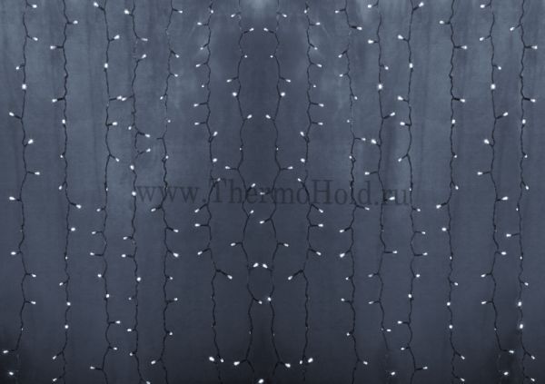 Гирлянда новогодняя "Светодиодный Дождь" 2х9м, постоянное свечение, прозрачный провод, 220В, Белый