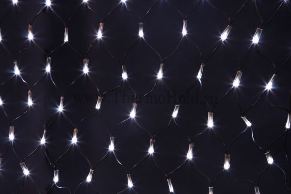 Гирлянда новогодняя - сеть светодиодная 2,5 х2,5м, свечение с динамикой, черный провод, Белые диоды