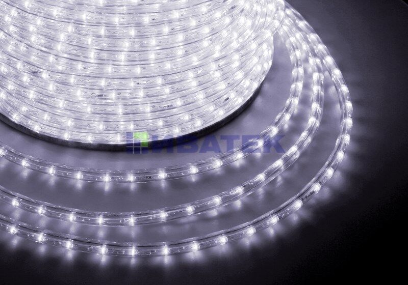 Дюралайт LED, постоянное свечение (2W) - белый, 24 LED/м ?10мм, бухта 100м