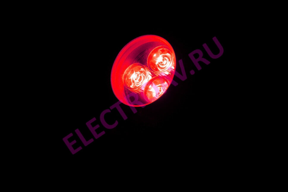 G-DT02-R 12V, красный точечный LED прожектор поворотный на кронштейне, 3 LED CREE/1W, 3W, световой поток 330лм, 110лм/W,