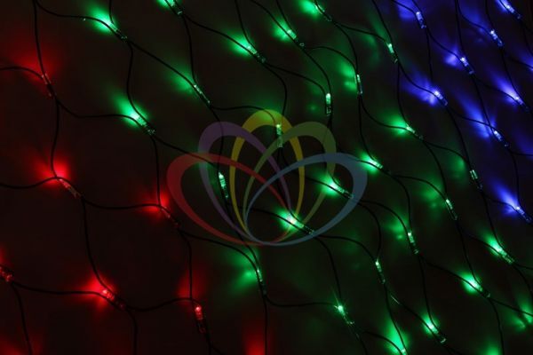 Гирлянда новогодняя - сеть мигающая (чейзинг) LED 2*1.5м (288 диодов), КАУЧУК, МУЛЬТИ