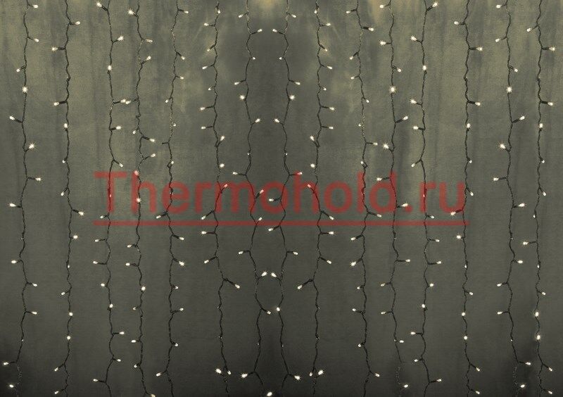 Гирлянда "Светодиодный Дождь" 2х3м, постоянное свечение, прозрачный провод, 230 В, диоды ТЕПЛЫЙ БЕЛЫЙ арт.235-156-6