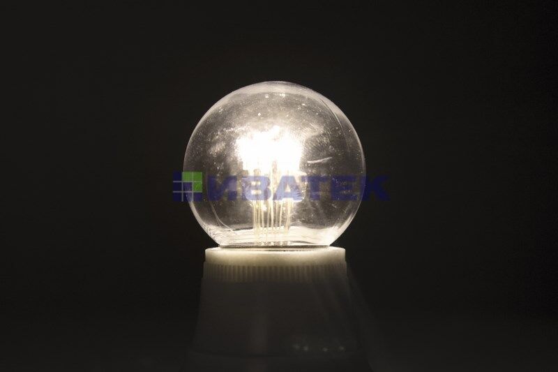 Лампа шар LED е27 DIA 45, 6 белых светодиодов, эффект лампы накаливания, прозрачная колба.