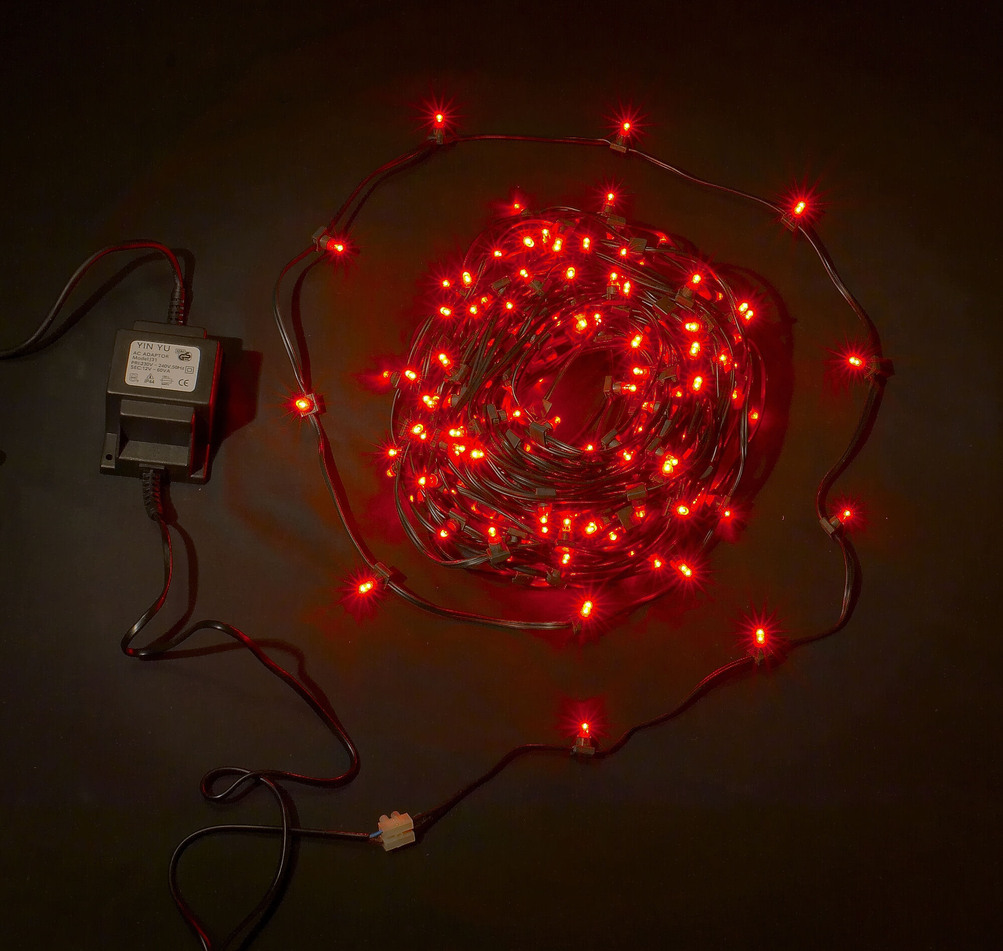 Светодиод. клип-лайт Красный с красным мерцанием (с трасформатором) LED-LP-200-30M-12V-R-F(R) (FS-0