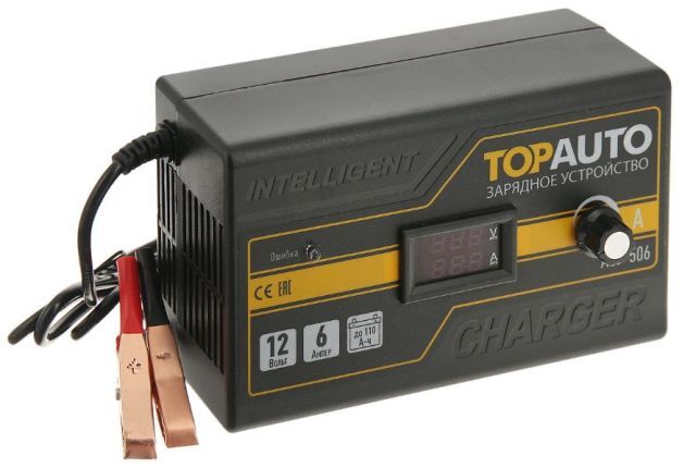 Автомат. зарядное устройство ТОП АВТО АЗУ-506 (6А,для 12В-АКБ до110 А*ч,волть/ампер метр,руч.регул.)