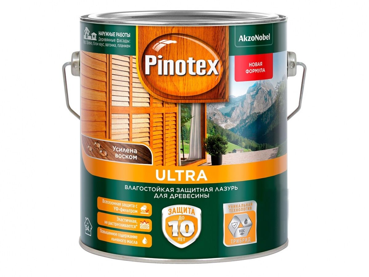 Pinotex Ultra влагостойкая защитная лазурь для древесины белая (1л) PINOTEX Купить Pinotex Ultra защитная лазурь для дре