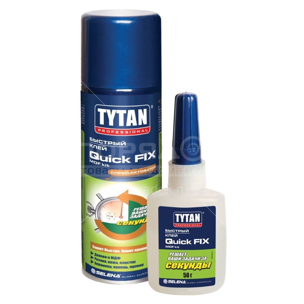 Tytan professional клей двухкомпонентный цианакрилатный для мдф прозрачный 200 мл/50г Tytan prof клей двухк цианакрил дл