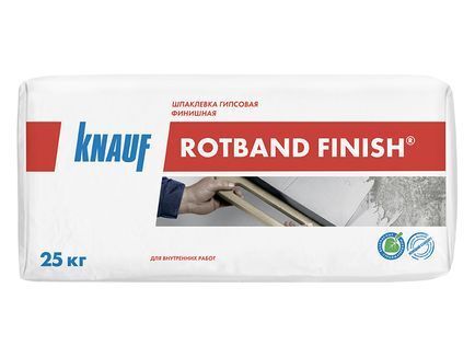 Шпаклевка кнауф Ротбанд-финиш, гипсовая финишная, 25кг Knauf Финишная шпатлевка Кнауф Ротбанд-финиш 25 кг 25 кг.
