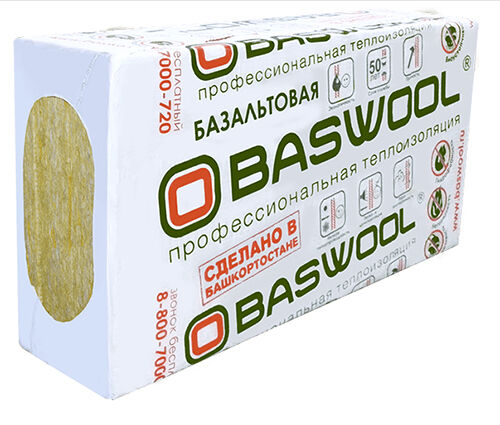Минеральная вата Baswool (Басвул) Стандарт 60 (1200х600х50 мм), 12 шт (8,64 м2, 0,432 м3) в упаковке