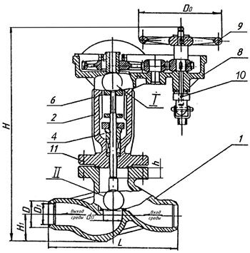 Клапан запорный (вентиль) Т-113б с цилиндрическим приводом