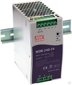 WDR-240-24, Блок питания импульсный, 240Вт, 24В DC, 24-28В DC, 10А, 180-550В AC 