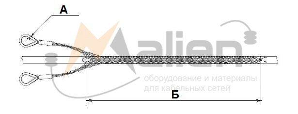 Разъемный (проходной) кабельный чулок КЧР30/2, 20-30 мм, L=900 мм, 2 петли МАЛИЕН 4