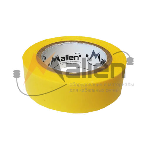 Изолента ПВХ 15 мм, желтая рулон 10 м МАЛИЕН